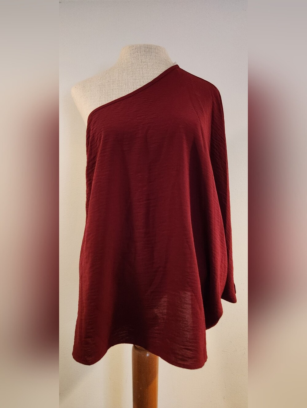 eesome One-Shoulder Knit Top in Burgundy